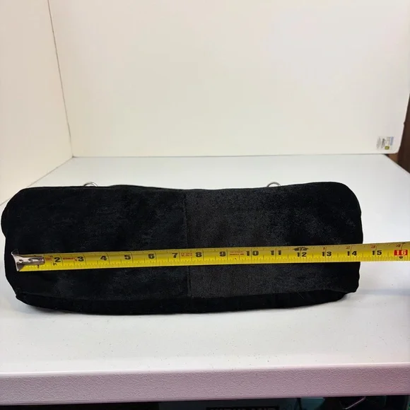 Y2K Black Velvet Sequin Butterfly Shoulder Bag Floral Beaded Boho Purse vintage - Picture 13 of 14